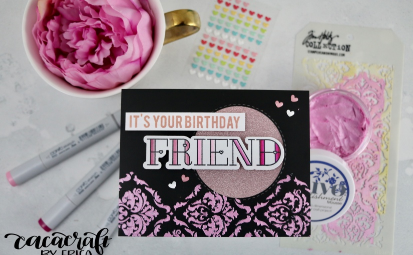 Pink Monochromatic card with lots of glimmer and shimmer for a glamorous birthday girl!